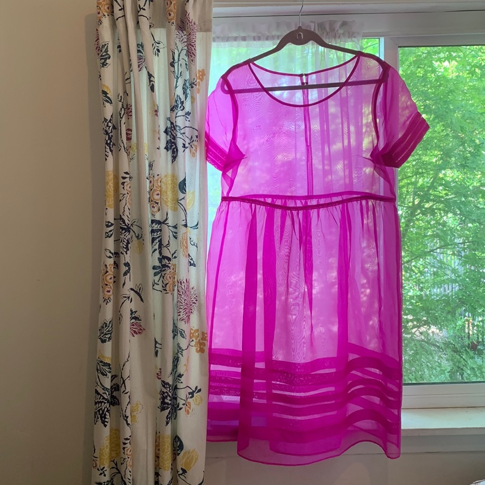 Anthropologie Fuchsia pink organza dress (12p)